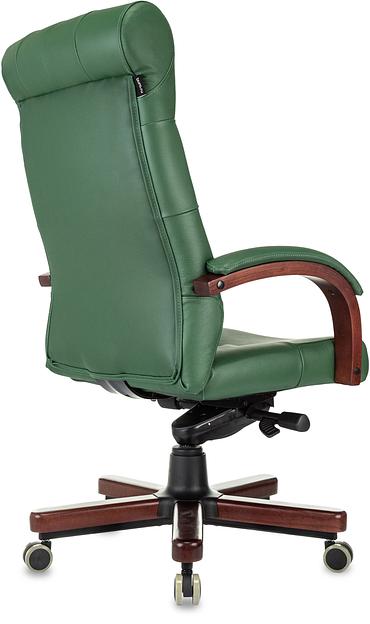 Кресло руководителя Бюрократ T-9928Walnut зеленый кожа крестов. металл/дерево фото 4