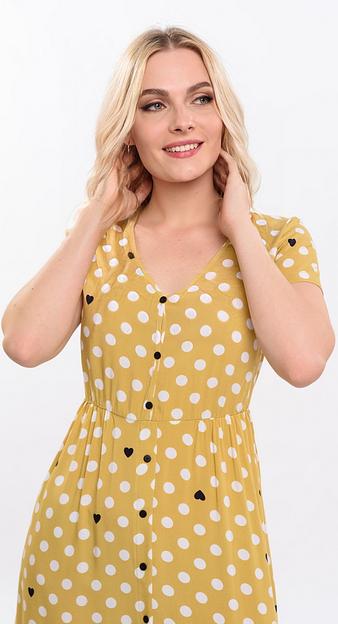 Платье штапель  5950/05/Желтый, белый  фото 3