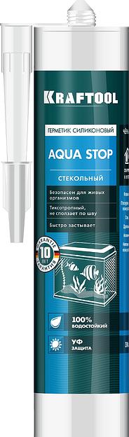 KRAFTOOL Aqua stop, 300 мл, черный, стекольный силиконовый герметик (41256-4) фото 1