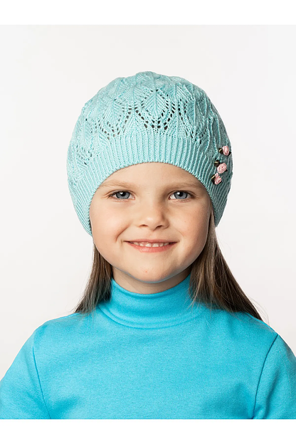  Шапка вязаная детская «Коса», бирюза, Опт фото 1