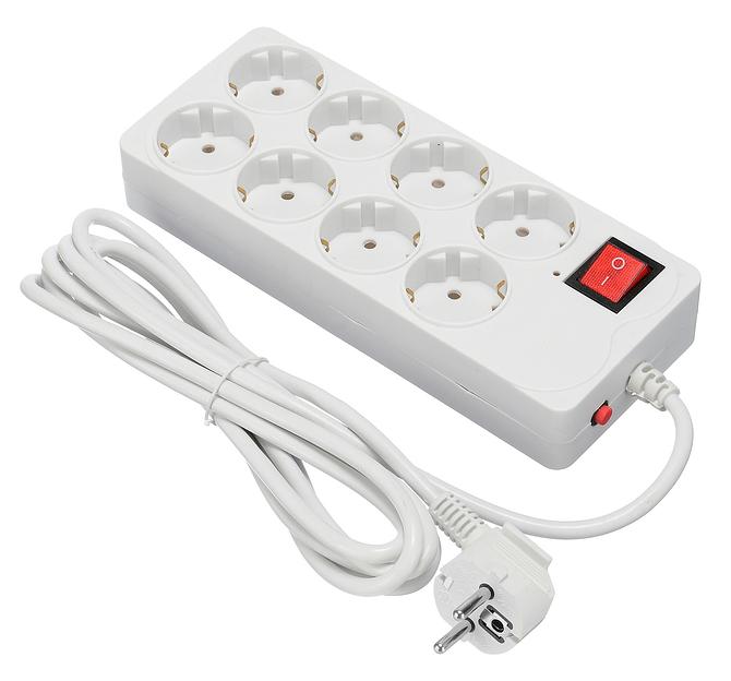 Сетевой фильтр Buro 800SH-3-W 3м (8 розеток) белый (коробка) фото 1