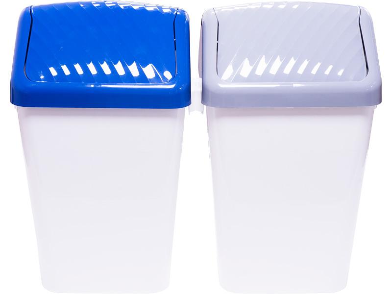 Система многофункциональная Два ведра 18л+18л, серо-синие крышки, цв. белый фото 1