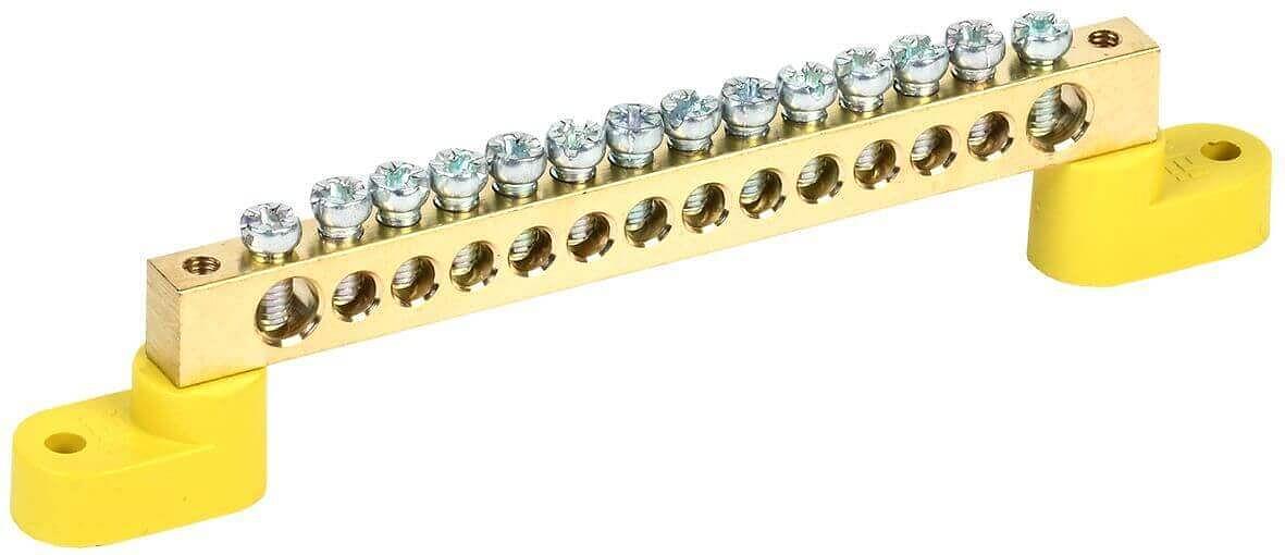 Шина PE земля на двух угловых изоляторах ШНИ-8х12-14-У2-Ж фото 1