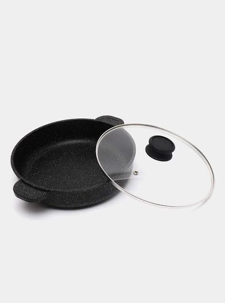 Сковорода d=26 см. h=7,4 см. алюм. с антиприг. покрыт. с крышкой с 2 ручками в крапинку /1/ фото 1