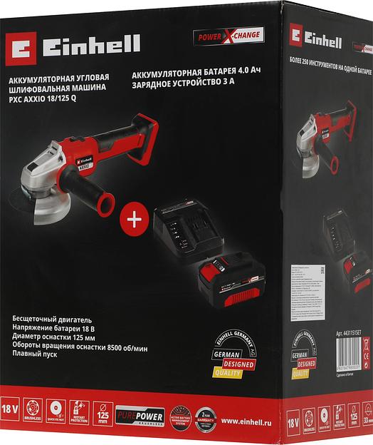 Углошлифовальная машина Einhell PXC AXXIO 8500об/мин рез.шпин.:M14 d=125мм (4431151SET) фото 8