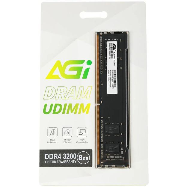 Модуль памяти AGI DDR4 3200MHz 8GB UDIMM RETAIL (No Heat Sink (for UDIMM)) -Single tray фото 1