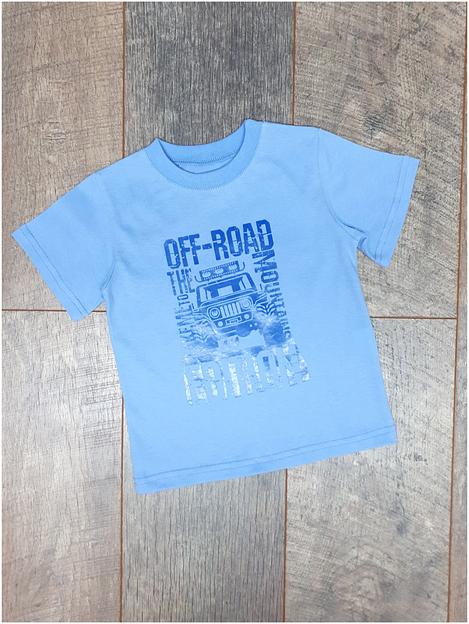 Футболка для детей Золотой ключик с термоапликацией, голубая, опт фото 1