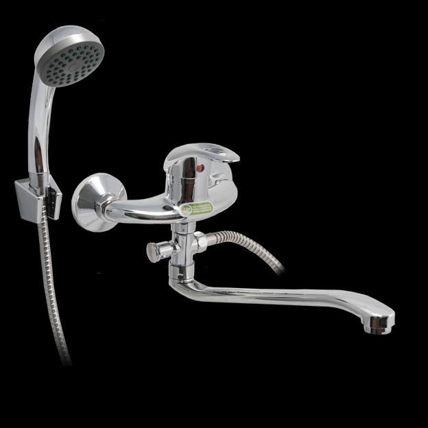 Смеситель ванно-душевой одноручный "Juguni" с металлическим шлангом фото 1