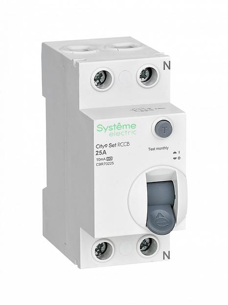 Systeme electric C9R70225 City9 Set Выключатель дифференциального тока (ВДТ) 25А 2P 10мА Тип-A 230В фото 1