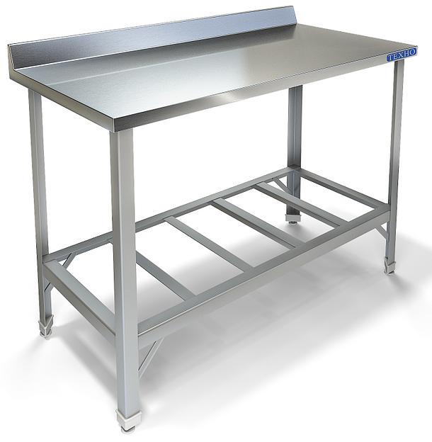 Стол разделочный кухонный с бортом, каркас уголок и полкой с решеткой СПП-911/1908 (1900x800x850 мм) фото 1