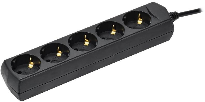 Сетевой удлинитель IEK GENERICA У05 5м (5 розеток) черный (пакет ПЭ) фото 1