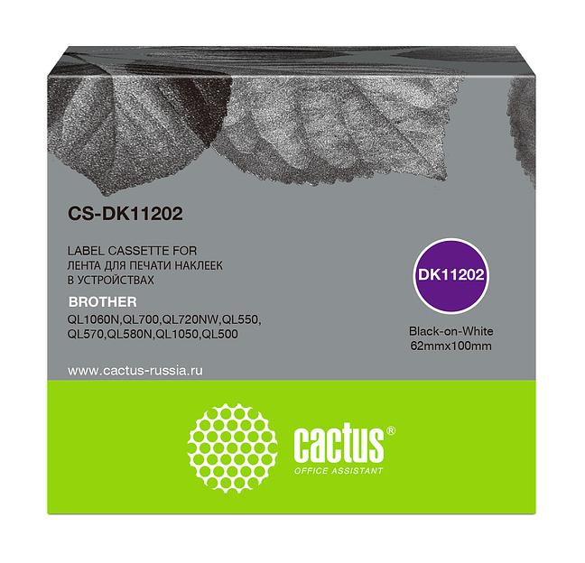 Картридж ленточный Cactus CS-DK11202 DK-11202 черный для Brother P-touch QL-500, QL-550, QL-700, QL-800 фото 1