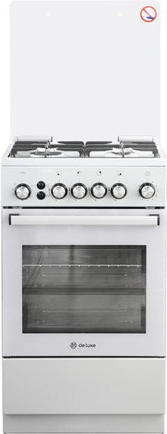 Плита Газовая De Luxe 5040.40г (кр) ЧР-012 белый (стеклянная крышка) реш.чугун фото 1