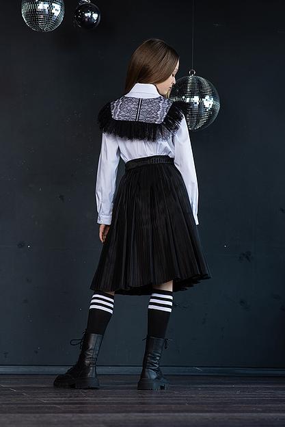 Чёрная плиссированная юбка на девочку ОПТ фото 2