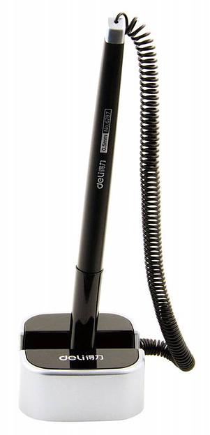 Ручка гелевая Deli E6797BLUE на подставке однораз. 0.7мм черный синие чернила фото 2