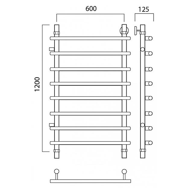 Полотенцесушитель водяной Роснерж Нео 1 L106001 120x60 с боковым подключением 700 фото 2
