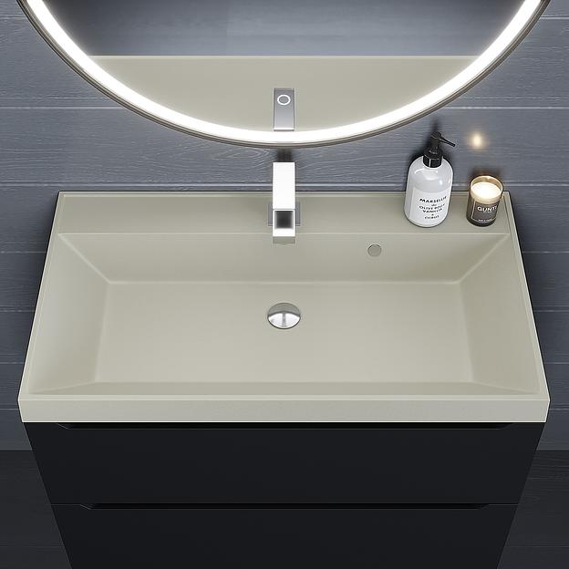 Раковина кварцевая для ванной комнаты Uperwood Classic Quartz 80 см, бежевая матовая, лён фото 3