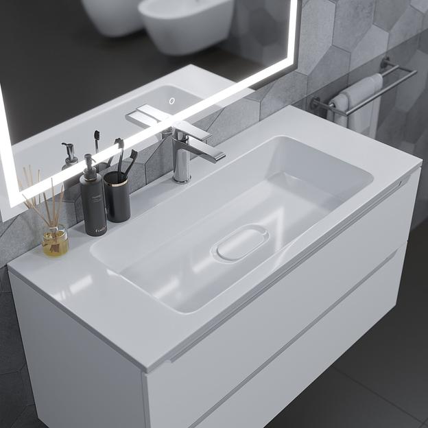 Раковина для ванной полувстраиваемая Uperwood Modul 100 см, белая глянцевая фото 1