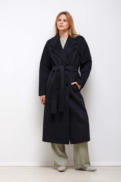 Женское демисезонное пальто двубортное Mmoda антрацит, арт.2223725-6 фото 2