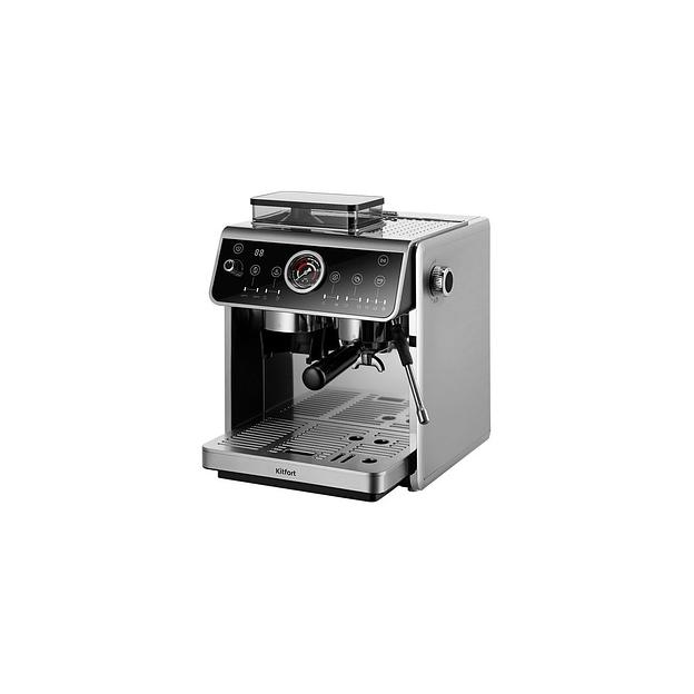 Кофеварка KitFort КТ-7321, рожковая, нержавеющая сталь / черный фото 1