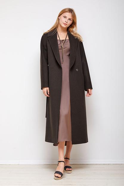 Женское демисезонное пальто деловое Mmoda мокка, арт.2202325-6 фото 3