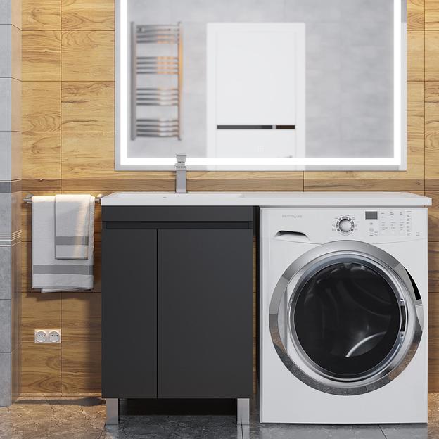 Тумба под стиральную машину Uperwood Magenta, 60 см, напольная, черная, с дверцами фото 3