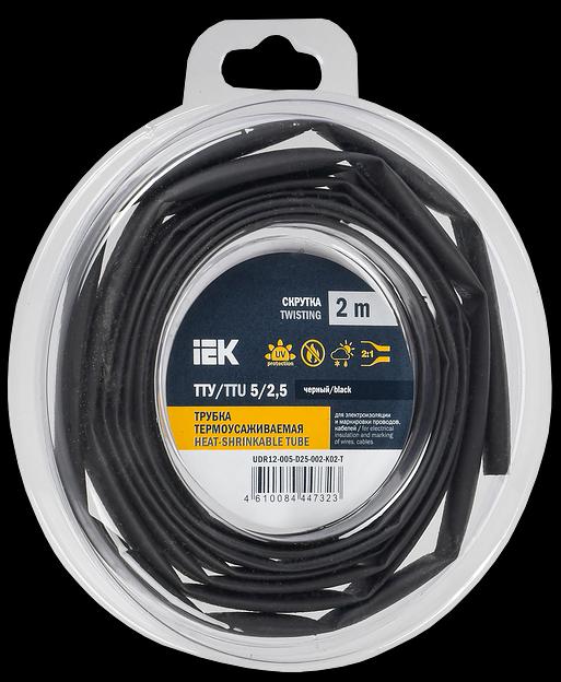 Трубка термоусадочная ТТУ нг-LS 5/2,5 черная (2м/упак) IEK фото 1