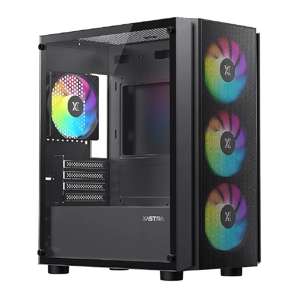 XASTRA Корпус A402M 4FRGB Black mATX/Mesh/full-size TG/4x120mm FRGB fans/ A402M-4FC12F-BK фото 1