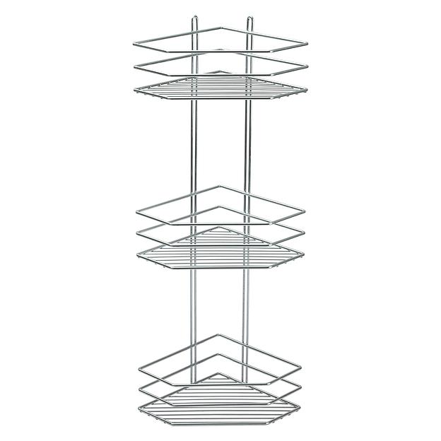 RUS-385383 Полка для ванной 3-х ярусная, угловая, трапеция, гофрокороб Т23 фото 1
