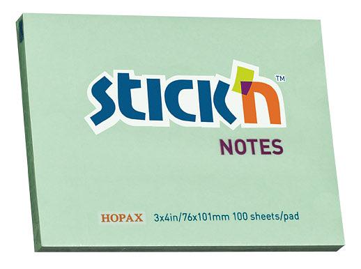 Блок самоклеящийся бумажный Stick`n 21153 76x101мм 100лист. 70г/м2 пастель зеленый фото 1