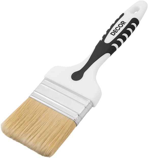 Кисть плоская DECOR "Black White" 120х25мм, светлая смешанная щетина, 2К ручка фото 1