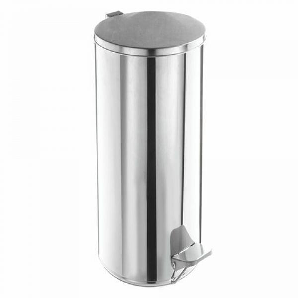 Ведро для мусора с педалью, УСИЛЕННОЕ, ТИТАН, 30 литров, кольцо под мешок, нержавеющая сталь, хром, 607728 фото 1