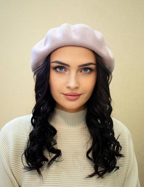 Берет женский демисезонный Пудра ОПТ фото 1