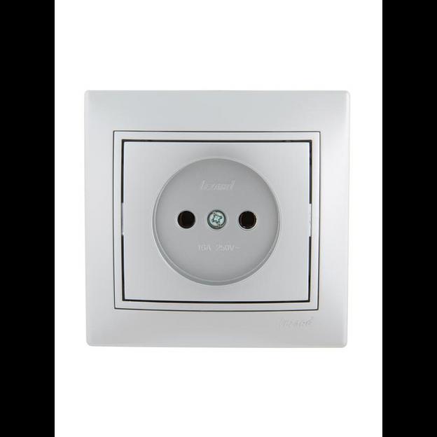 Розетка 1-м СП Mira 16А IP20 без заземл. со вставкой керамика сер. метал. LEZARD 701-1010-121 фото 1