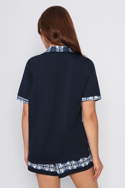 Комплект Style Magro женский «Коко» рубашка+шорты, тёмно-синий, опт фото 3