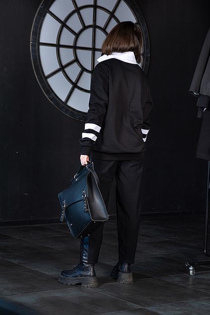 Черный свитшот-поло с принтом «Normal is an Illusion» ОПТ фото 4