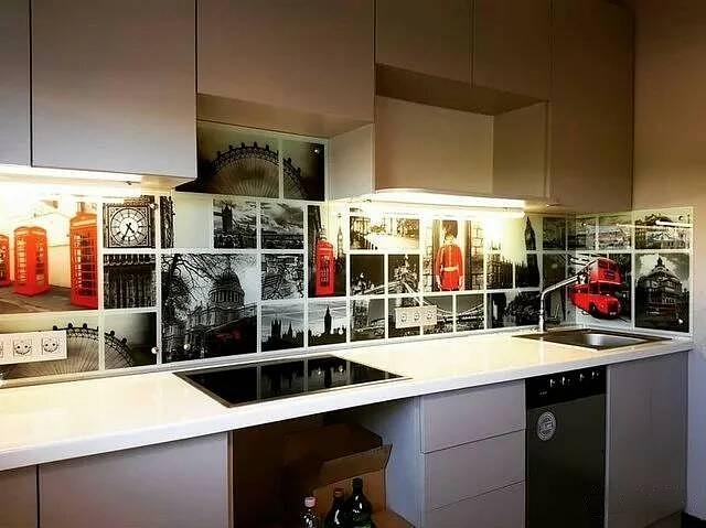 Скинали для кухни. Кухонный фартук из стекла фото 5