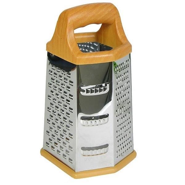 Терка 6-ти гранная 21 см. нерж. с пластик. ручкой /1/72/ фото 1