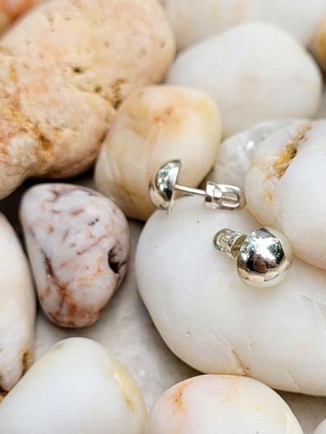 Серьги гвоздики серебро в форме полусферы 925 фото 5