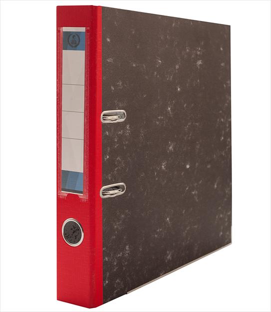 Папка-регистратор «Консул» мрамор, 50 мм с уголком и кармашком со сменным вкладышем, красная, опт фото 1