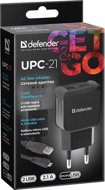 Адаптер питания UPC-21 5V/2.1A 2XUSB 83581 DEFENDER фото 4