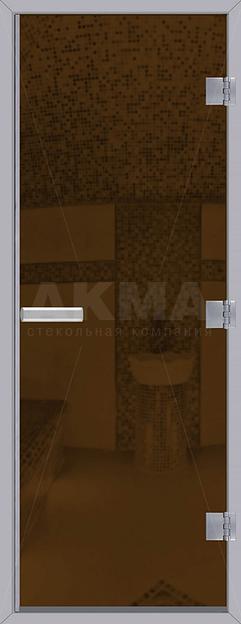 Дверь для хамама 790х1990/петли правые/бронз/GT60G/алюм.3шт. с порогом фото 1