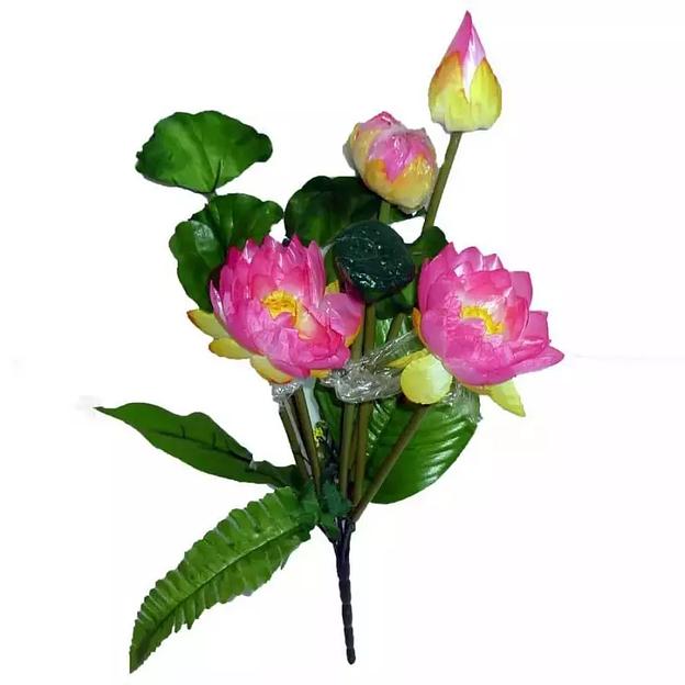 Интерьерные цветы Букет Лотос 9 веток 4 бутона 45см фото 2