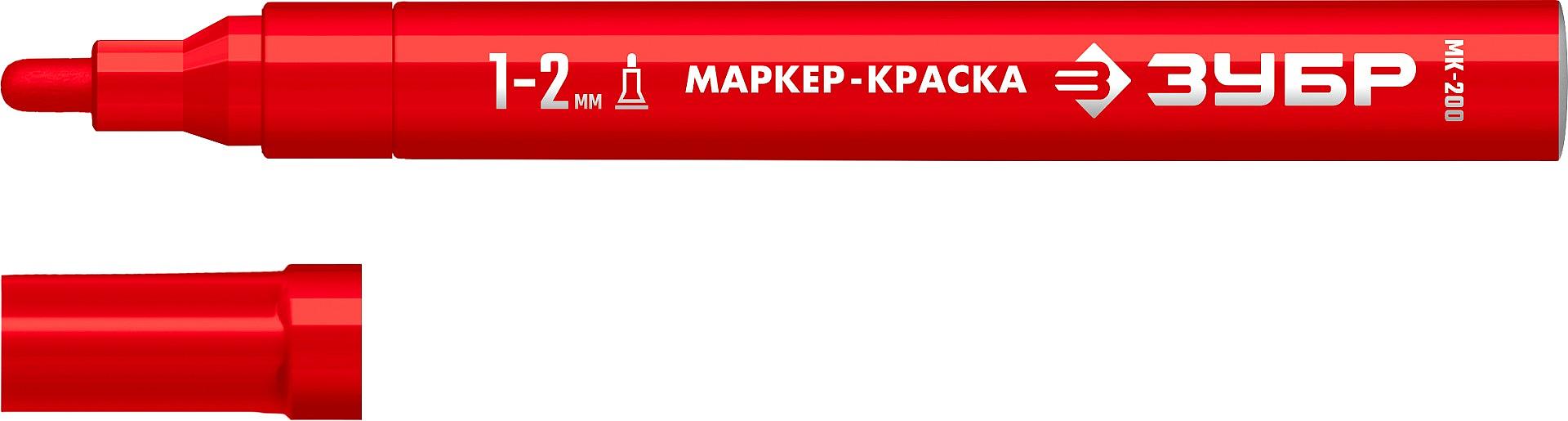 ЗУБР МК-200 красный, 1 мм маркер-краска (06326-3) фото 1