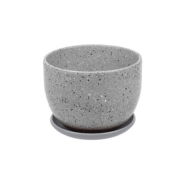 Керамический горшок Терраццо с подставкой, 0,5 л., Д115 Ш115 В105, серый фото 1