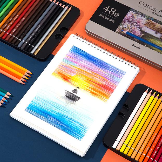 Карандаши цветные Deli 6567 липа 48цв. цветной корпус мет.кор. фото 4