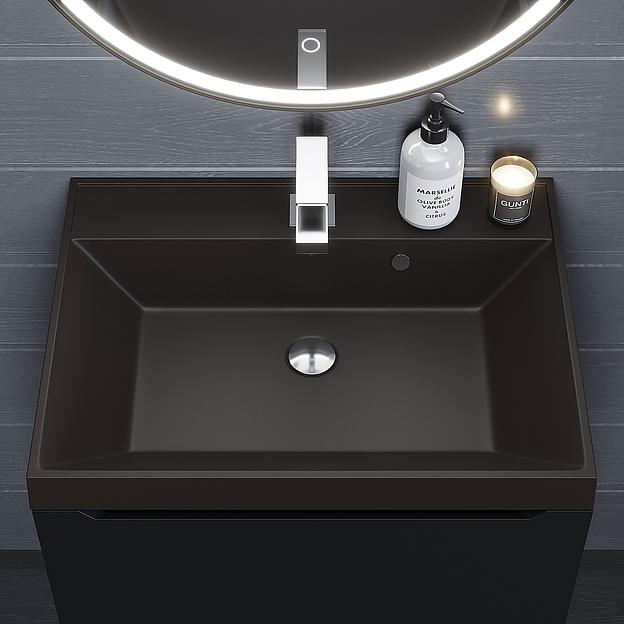 Раковина кварцевая для ванной комнаты Uperwood Classic Quartz 60 см, коричневая матовая, трюфель фото 4