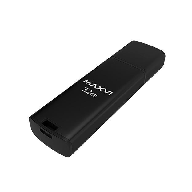 Maxvi USB Drive 32GB MP2 black, монолит с колпачком, ABS пластик + металл, USB 2.0 фото 1