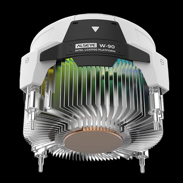 Кулер для процессора Alseye Warriors W90, 1х92мм, 900~3000rpm, 4-pin, Al+Cu, белый/ARGB, 52.5CFM, 28.3дБ, TDP 90Вт, LCD-дисплей, INTEL 1700/1200/115x, AMD не поддерживается (W90W) фото 3
