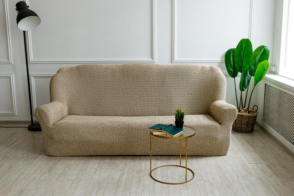 Чехол на трёхместный диван Чехлы&Пледы «Букле» ваниль ОПТ фото 1